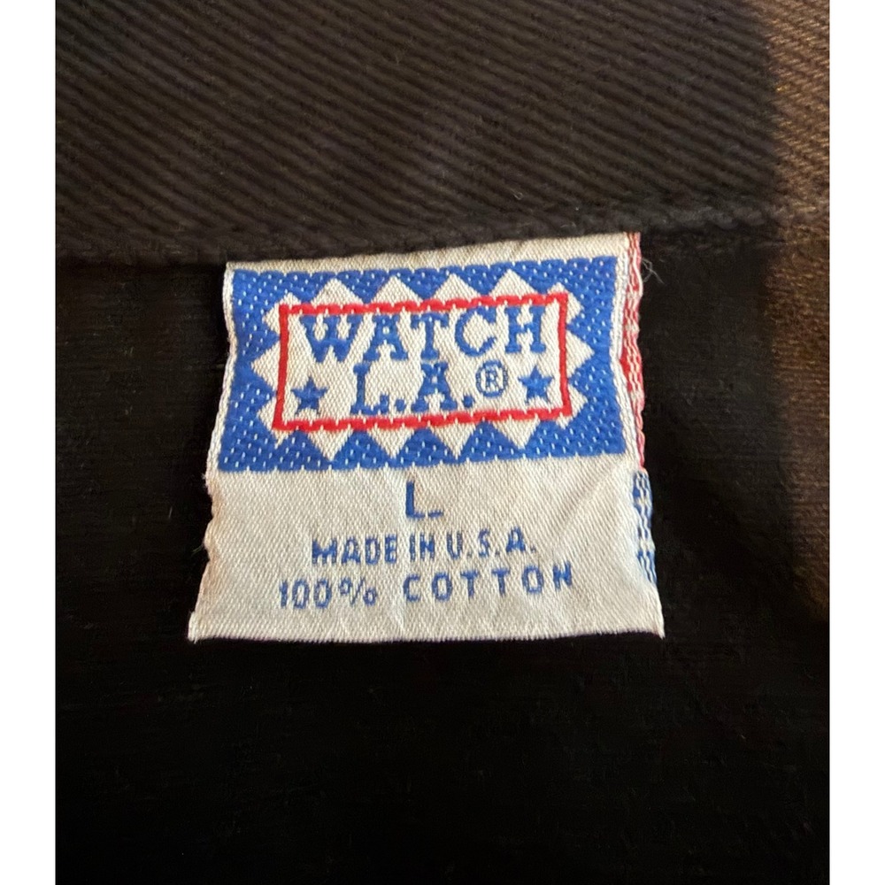 Vintage Watch LA Sz Large Black Denim Vest With Removable Silver Embellishments - Picture 3 of 4